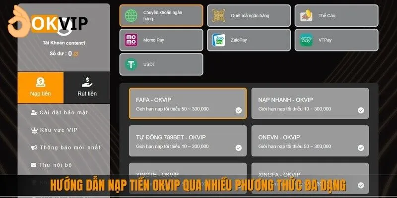 Hướng dẫn nạp tiền nhà cái qua nhiều phương thức đa dạng